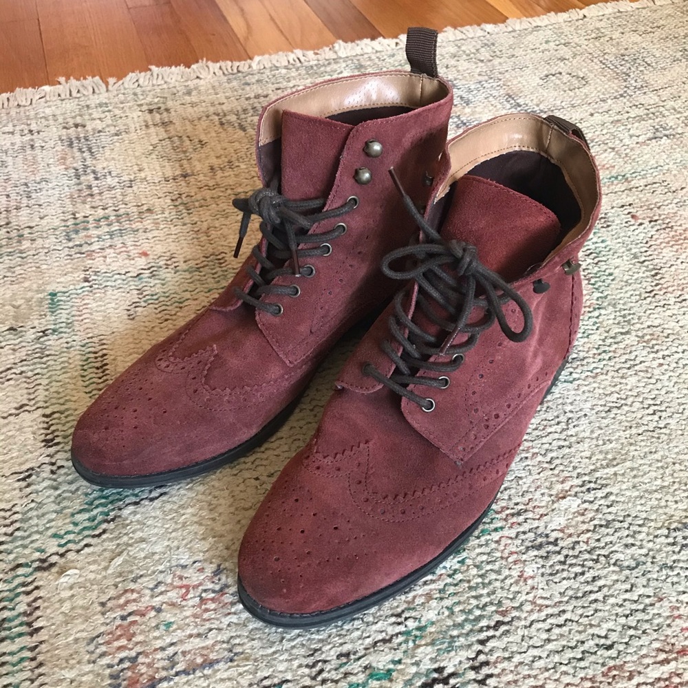 Hawkins McGill Maroon Suede Boots Sz 11